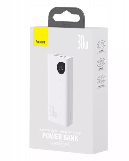 BASEUS išorinė baterija 10000mAh 30W 2x USB USB-C galinga greito įkrovimo baterija + laidas