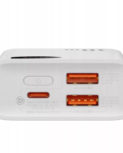 BASEUS išorinė baterija 10000mAh 30W 2x USB USB-C galinga greito įkrovimo baterija + laidas