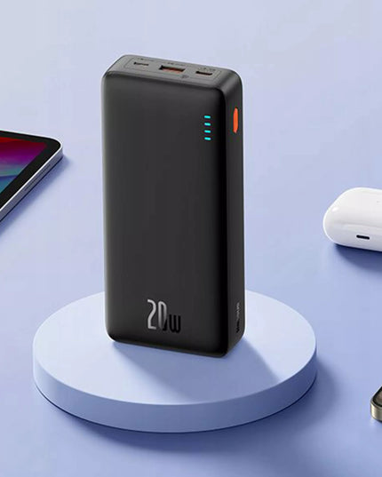 BASEUS išorinė baterija 20000mAh 20W su greitu įkrovimu USB-C USB-A ir laidu