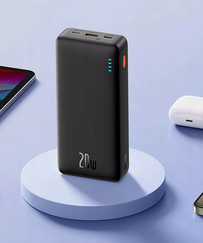 BASEUS išorinė baterija 20000mAh 20W su greitu įkrovimu USB-C USB-A ir laidu