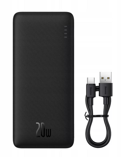 BASEUS išorinė baterija 20000mAh 20W su greitu įkrovimu USB-C USB-A ir laidu