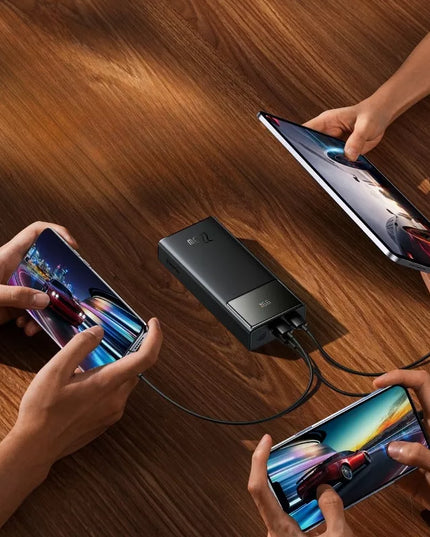 BASEUS galingas, greitas ir talpus 30000 mAh išorinis akumuliatorius, USB-C PD 22.5 W, saugus