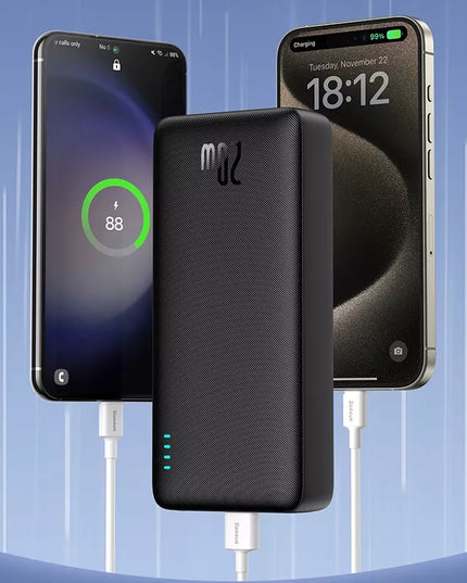 BASEUS išorinė baterija su greitu įkrovimu 20000mAh 20W USB-C USB-A su laidu