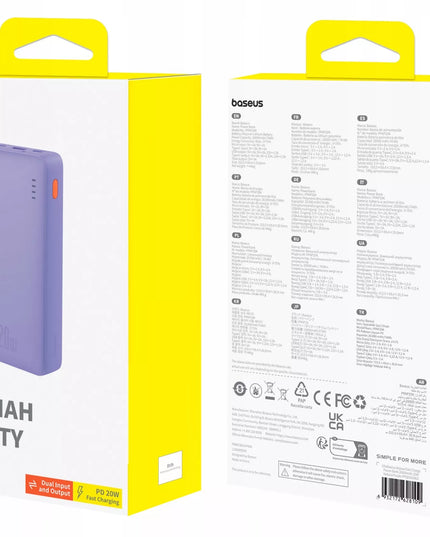 BASEUS išorinė baterija (power bank) su greituoju įkrovimu 20000mAh 20W USB-C USB-A su laidu