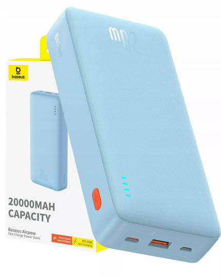 BASEUS išorinė baterija (power bank) su greitu įkrovimu 20000mAh 20W USB-C USB-A su laidu