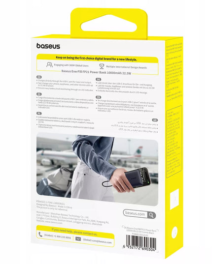 BASEUS išorinė baterija 10000 mAh 22,5W su greitu įkrovimu USB-C USB-A PD QC