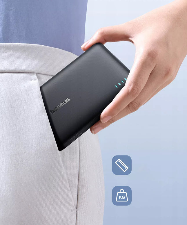 BASEUS išorinė baterija 10000 mAh 22,5W su greitu įkrovimu USB-C USB-A PD QC
