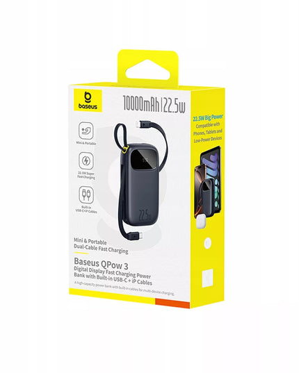 BASEUS išorinė baterija 10000 mAh USB-C USB-A LIGHTNING 22.5W