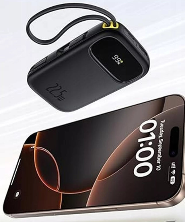BASEUS išorinė baterija 10000 mAh USB-C USB-A LIGHTNING 22.5W