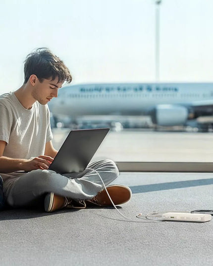 BASEUS išorinė baterija 20000 mAh 100W su integruotais USB-C laidais iki 4 įrenginių