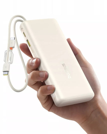 BASEUS išorinė baterija 20000 mAh 100W su integruotais USB-C laidais iki 4 įrenginių