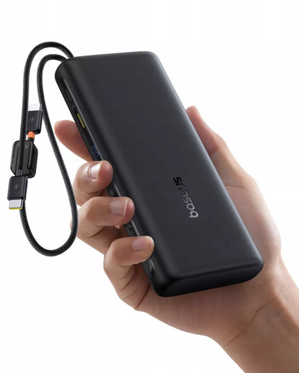 BASEUS išorinė baterija 20000mAh 100W USB-C USB-A su laidais 2x USB-C greitas įkrovimas