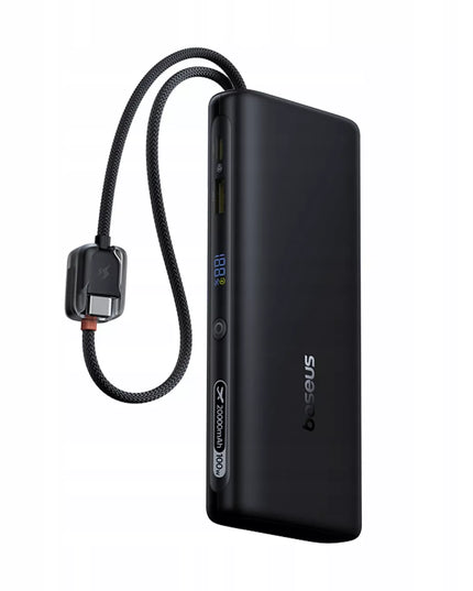 BASEUS išorinė baterija 20000mAh 100W USB-C USB-A su laidais 2x USB-C greitas įkrovimas