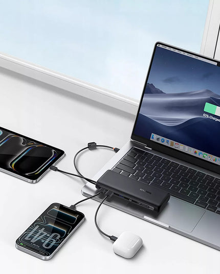 BASEUS išorinė baterija 20000mAh 100W USB-C USB-A su laidais 2x USB-C greitas įkrovimas