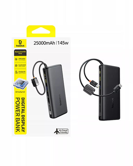 BASEUS išorinė baterija 25000 mAh 145W QC 2x USB-C USB-A PD nešiojamam kompiuteriui ir telefonui