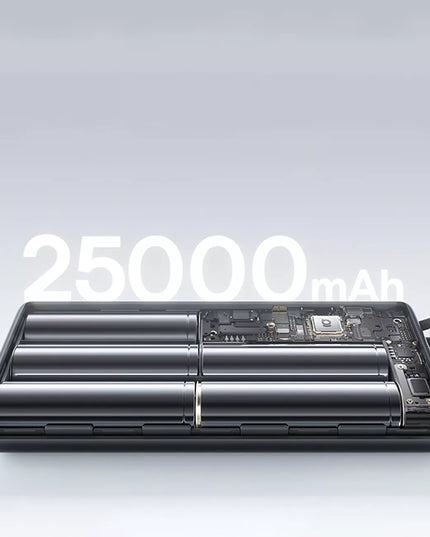 BASEUS išorinė baterija 25000 mAh 145W QC 2x USB-C USB-A PD nešiojamam kompiuteriui ir telefonui