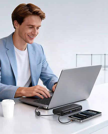 BASEUS išorinė baterija 25000 mAh 145W QC 2x USB-C USB-A PD nešiojamam kompiuteriui ir telefonui