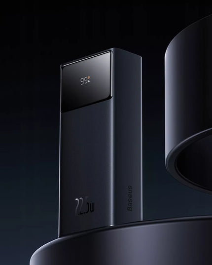 BASEUS išorinė baterija 30000 mAh USB-C PD 22.5W galinga greita saugi su laidu