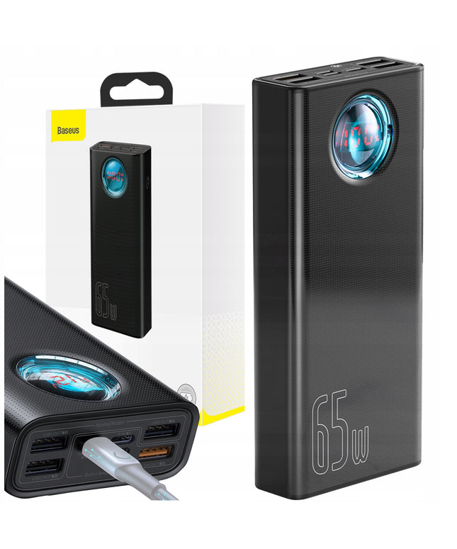 BASEUS POWERBANK 30000mAh Galingas 65W 4x USB 1x USB C QC + USB-C 100W kabelis