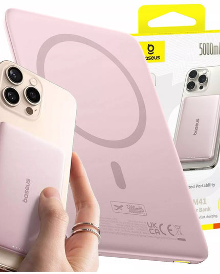 BASEUS išorinė baterija 5000 mAh 20W magnetinė MagSafe greitas įkrovimas + laidas