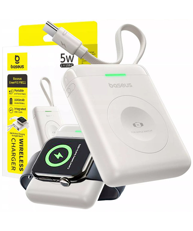 BASEUS išorinė baterija skirta APPLE WATCH 1-10 SE SE 2 Ultra Ultra 2 5W USB-C kabelis
