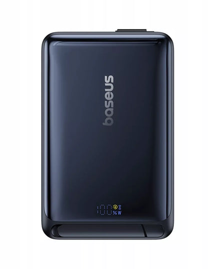 BASEUS indukcinis maitinimo blokas 10000 mAh 30W Qi2 MagSafe su USB-C laidu ir stovu