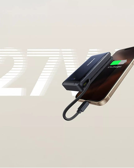 BASEUS indukcinis maitinimo blokas 10000 mAh 30W Qi2 MagSafe su USB-C laidu ir stovu
