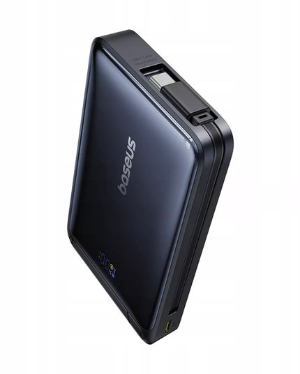 BASEUS indukcinis maitinimo blokas 10000 mAh 30W Qi2 MagSafe su USB-C laidu ir stovu