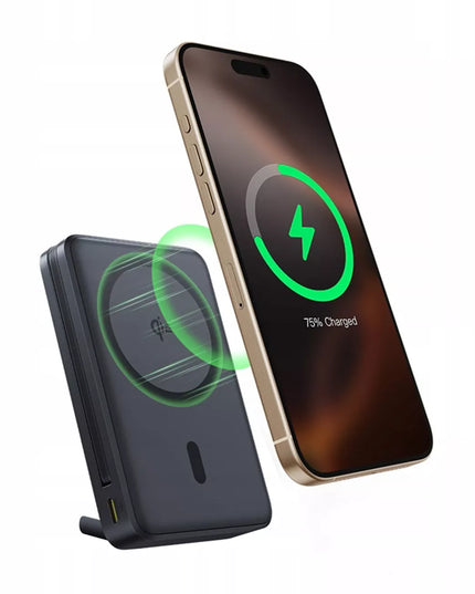 BASEUS indukcinis maitinimo blokas 10000 mAh 30W Qi2 MagSafe su USB-C laidu ir stovu