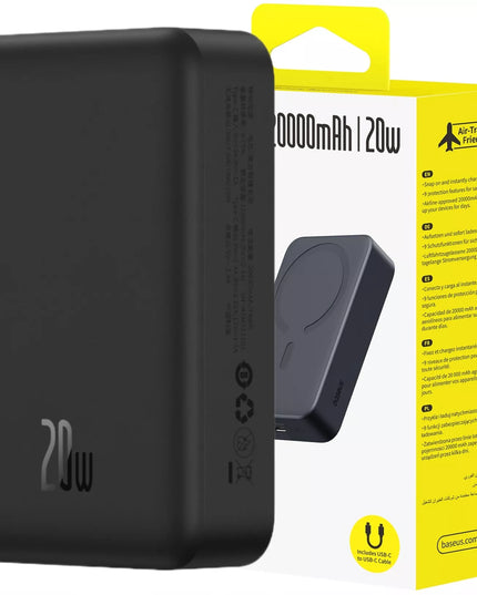 BASEUS magnetinis išorinis akumuliatorius (powerbank) 20000 mAh, belaidis įkrovimas 15W, USB-C