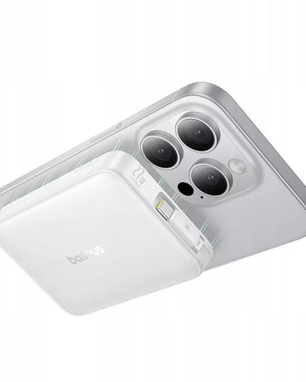 BASEUS magnetinis „Powerbank“ QI2 10000mAh 27W USB-C su integruotu greitojo įkrovimo laidu