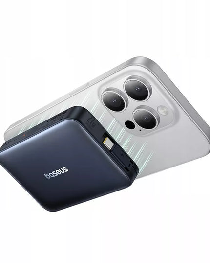 BASEUS magnetinis maitinimo blokas QI2 10000 mAh 27 W USB-C su integruotu greitojo įkrovimo laidu