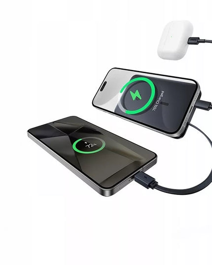 BASEUS magnetinis maitinimo blokas QI2 10000 mAh 27 W USB-C su integruotu greitojo įkrovimo laidu