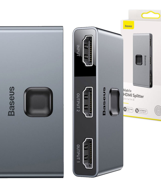 BASEUS HDMI SKIRSTYTUVAS - DVIPUSIS, 2x HDMI FULL HD 4K 30HZ