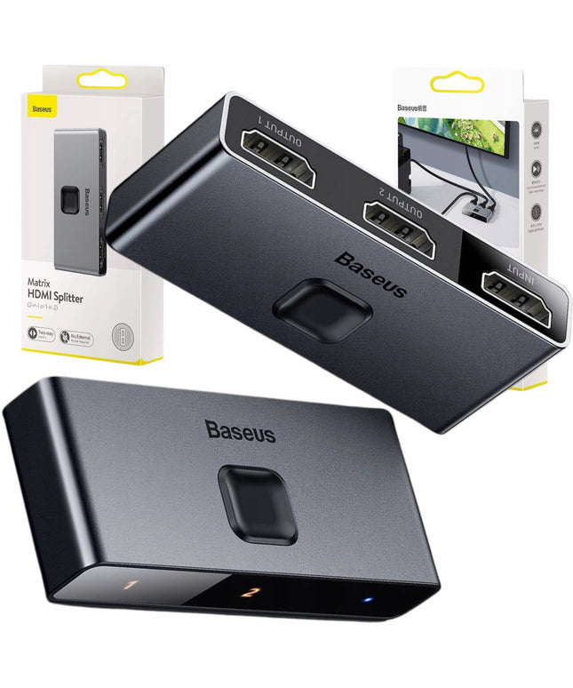 BASEUS HDMI SKIRSTYTUVAS - DVIPUSIS, 2x HDMI FULL HD 4K 30HZ