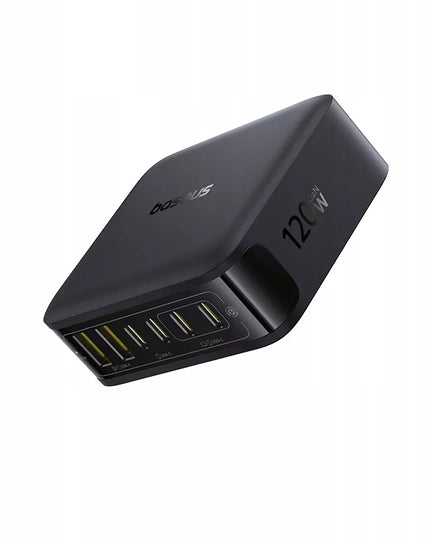 BASEUS 120W įkrovimo stotis, 6 prievadai USB-C ir USB-A, GaN technologija, skirta nešiojamiesiems kompiuteriams ir telefonams
