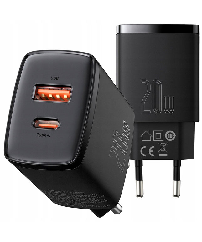BASEUS Greitas įkroviklis telefonui USB C 20W Universalus QC 3A