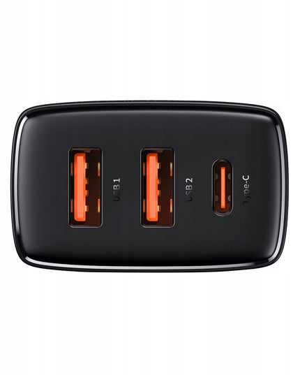 BASEUS Greitas įkroviklis telefonui, C tipo USB, 2x USB, 30W PD QC 3.0 AFC