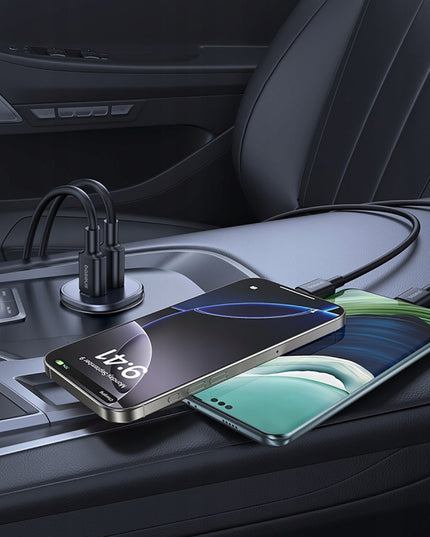 BASEUS Greitas automobilinis įkroviklis 2x USB-C Tipas C PD 30W maitinimo šaltinis automobiliui