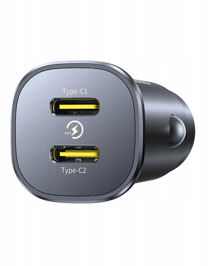 BASEUS Greitas automobilinis įkroviklis 2x USB-C Tipas C PD 30W maitinimo šaltinis automobiliui