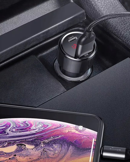 Baseus greitas automobilinis įkroviklis telefonui 45W PD 2x USB USB-C 5A QC