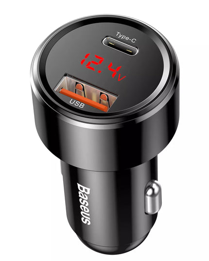 Baseus greitas automobilinis įkroviklis telefonui 45W PD 2x USB USB-C 5A QC