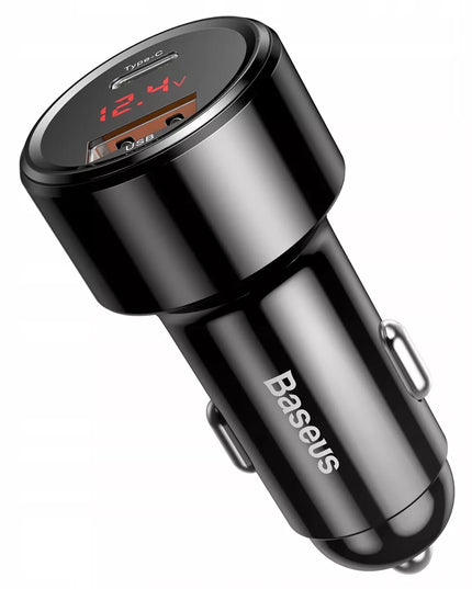 Baseus greitas automobilinis įkroviklis telefonui 45W PD 2x USB USB-C 5A QC