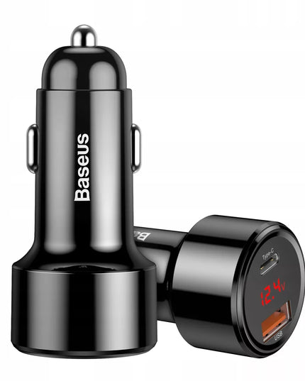 Baseus greitas automobilinis įkroviklis telefonui 45W PD 2x USB USB-C 5A QC