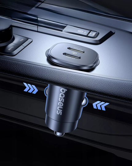 BASEUS spartusis automobilinis įkroviklis 2x USB-C PD 30W MAX