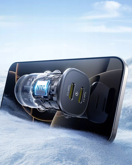 BASEUS spartusis automobilinis įkroviklis 2x USB-C PD 30W MAX