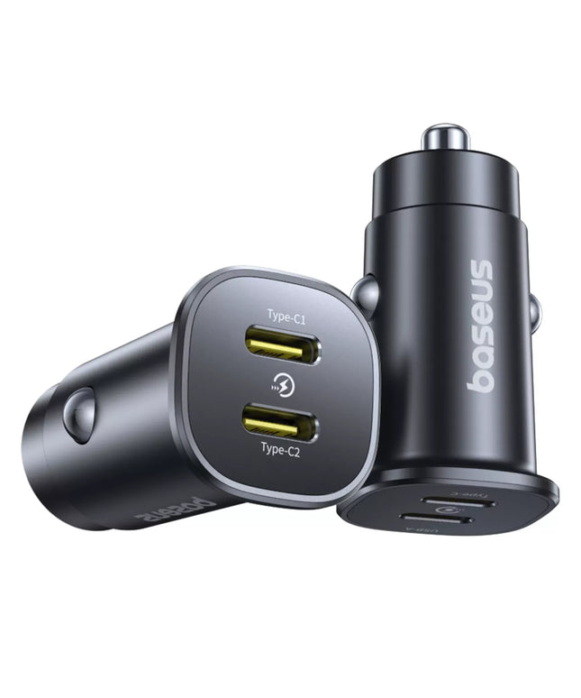 BASEUS spartusis automobilinis įkroviklis 2x USB-C PD 30W MAX