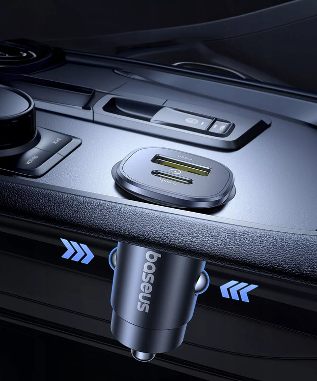 BASEUS greitas automobilinis įkroviklis USB-C PD USB-A 30W