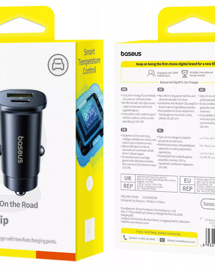 BASEUS greitas automobilinis įkroviklis USB-C PD USB-A 30W