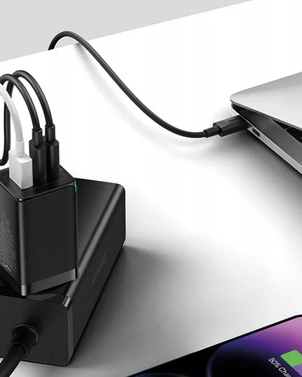 BASEUS Greitas Sieninis Įkroviklis 3 USB Prievadai 2x USB-C Maitinimo Adapteris 65W PD QC GaN